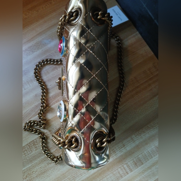 Kurt Geiger Gold Crossbody Bag with Jewel Accents - Picture 6 of 12